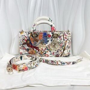 Christian Dior Floral and Bird Printed Leather Lady Dior Bag